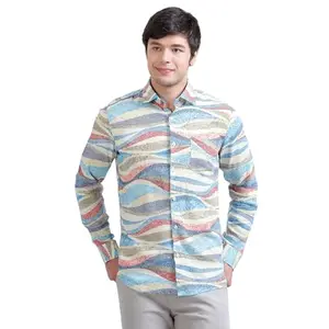 AM SWAN Men's Premium Rayon Shirt with SELF-Design Spread Collar (XX-Large) Multicolour