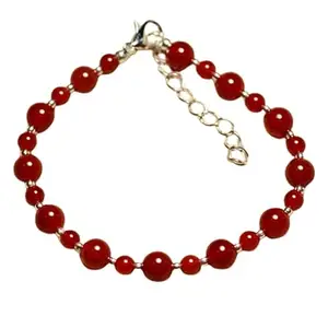 RRJEWELZ Carnelian Bracelet for Men & Women – 3-6mm Round Smooth Red Beads – 7 inch Adjustable with Silver Plated Clasp – Healing, Fashion, Gift, Spiritual, Yoga|LCBR_RR_01846