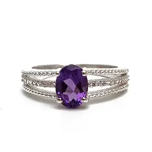 Hiflyer Jewels Natural Purple Amethyst and Cz Gemstone Designer Ring For Her 925 Sterling Silver Ring Jewelry Gift For Women and Girls (12)