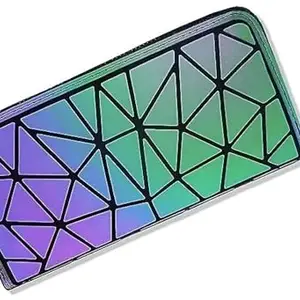 Naksh Salse Geometric Luminous Purses and Handbags for Women Holographic Reflective Wallet Clutch, Zipper Wallet, Color Changing Clutch with Multiple Storage