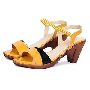 FASHIMO Latest Collection Fashion Heel Sandals For Women's And Girls 661-Mustard-41