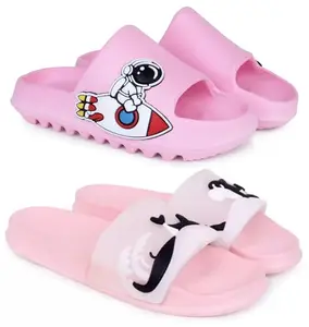 Pampy Angel Combo Pack of 2 Slipper/Flip Flops/Slides for Women,(Tato-Spac-Pink,Dolphin-Pink),39 (Euro)