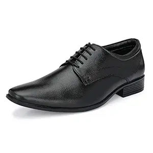 Auserio Men's Full Grain Leather Derby Lace Up Formal Shoes | Anti Skid Sole & Waxed Laces | Memory Foam Padded Insole | Shoes for Office & Parties | Black 7 UK (SSE 406)