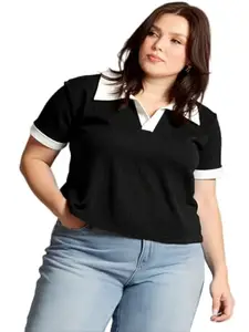 Black Women T-Shirt,Rib T-Shirt for Women.09