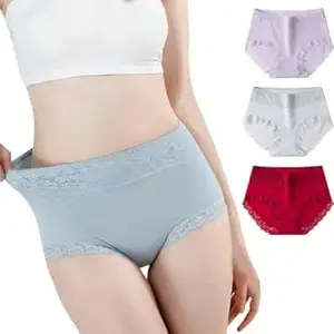ELEG & STILANCE Women’s Cotton Hipster Panties | Soft Breathable Lace Waistband Underwear | Full Coverage Stretch Comfortable Innerwear