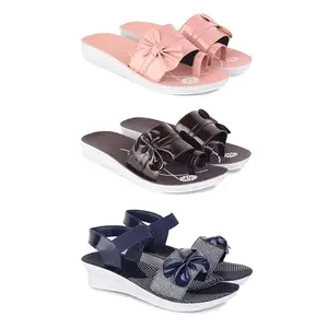 Women's Comfortable Sandal,Casual Lightweight Sandal for Everyday Wear | PCR-(3-COMBO)-1988-1987-1972-7