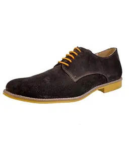 HiREL'S Men Brown Suede Derby Shoes 6