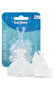 Baybee Wide Neck Baby Bottle Silicone Nipple Natural Flow Rate Feeding Teat/Nipple for Infant, Toddlers, New Born Baby Feeding Bottle Nipple Anti Colic BPA Free Slow Flow 0M+ (Large)