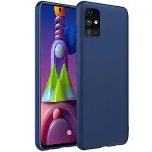 SR MOBILES Sales & Services Samsung M51 | Matte Soft Silicon Flexible | Camera Bump Protection | All Side Shock Proof Rubberised Back Case Cover (Blue)