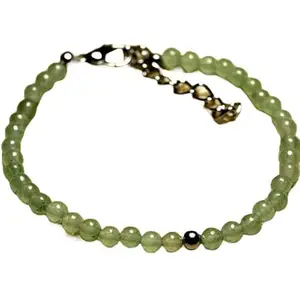 RRJEWELZ Aventurine Bracelet for Men & Women – 3.5mm Round Smooth Green Beads – 7 inch adjustable with Rose Gold Plated Clasp – Healing, Fashion, Gift, Spiritual, Yoga|LCBR_RR_00890