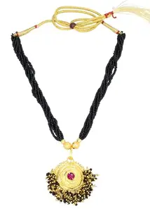 COLOUR OUR DREAMS Ethnic Traditional Maharashtrian black Beads Tanmaniya Marathi mangalsutra Pendant Necklace with Chain For Women.(MAH-mangalsutra no.3)