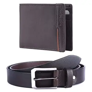 Massi Miliano Gift Hamper for Men | Wallet and Belt Men's Combo Gift Set | Men's Wallet | Leather Wallets for Men (VER02) (Brown)