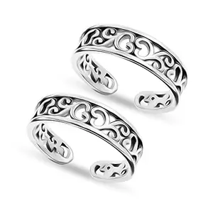 Amazon Brand - Anarva Women's Floral Toe-Ring in 925 Sterling Silver BIS Hallmarked