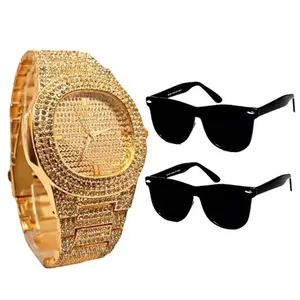 A1 Pure Classic Wristwatch Strap Rose Gold and Dail Colour Rose Gold for Sunglaases Combo for Men,Boys PCS 3