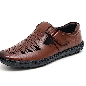 ARAMISH Men's Tan Genuine Leather Hook & Loop Footwear - 08 UK