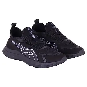 Boerfu Shoe Men's Running Shoes for Boys Lightweight Breathable Stylish Sports Shoes (Black, 10)