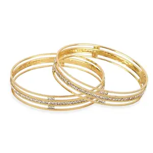 Shining Diva Fashion Set of 2 Latest Stylish Traditional Design Crystal Bangles for Women and Girls (rrsd16358b_2.6)