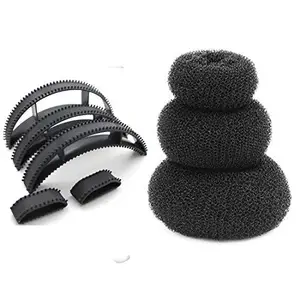 Natth Set of 5 Bumpit with 3 Size Donut for hair styling Accessories for Women/Girls