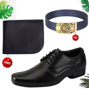 Latest Trendy Formal Shoes/Party Shoes/Shoes Combo with Free Wallet & Belt for Men and Boys (BAZAAR669_AXR-TC-1001) Multicolor