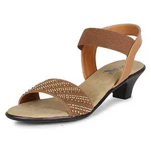 TWINSSHOE Presents Womens heel strap Tan sandals