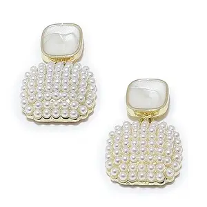 VIEN Earring For Women White Color Small Pearl Beads Studded Drop Earring Pearl Alloy Stud Earring