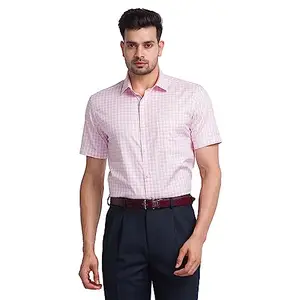 PARK AVENUE Men's Checkered Regular Fit Shirt (PMSL16538-R3_Medium Red