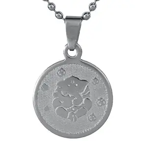 Memoir Memoir Silver plated coin Ganesh Ganpati Vinayak God Pendant with Chain, Locket necklace Temple Jewellery for Men & Women