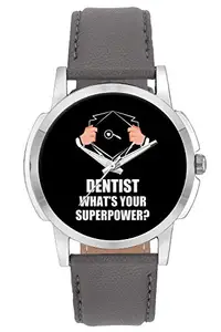 BIGOWL Wrist Watch for Men - Dentist What's Your Superpower? - Analog Men's and Boy's Unique Quartz Leather Band Round Designer dial Watch