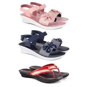 Women's Comfortable Sandal,Casual Lightweight Sandal for Everyday Wear | (COMBO-3)-1968-1972-1958-6