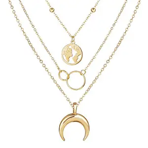 Jewels Galaxy Glitzy Global Cross Ring Design Gold Plated Necklace For Women/Girls (CT-NCKKS-44181)