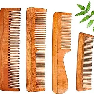 SNA Kacchi Neem Comb, Wooden Comb | Hair Growth, Hairfall, Dandruff Control | Hair Straightening, Frizz Control | Comb for Men, Women. Combo pack