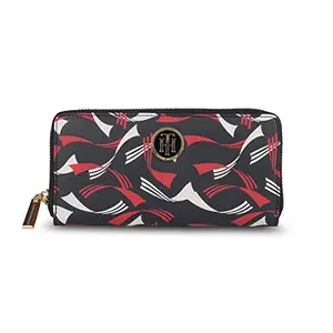 Tommy Hilfiger Mara Leather Zip Around Wallet Handbag For Women - Navy, 12 Card Slots