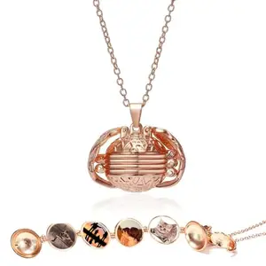 Via Mazzini Expandable Rose Gold Plated Photo Memory Locket Pendant Necklace With Chain Valentine Birthday Anniversary Gift For Women And Girls (NK1109)