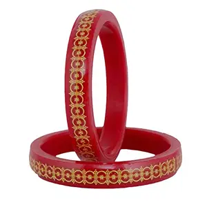 Lucky Jewellery Designer pair of Sankha & bengali pola Reddish maroon color Traditional Ethinic Bangles set (228-J1BG-1708-R2-28)