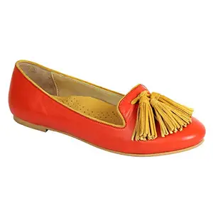 Amica Slexia Women's Casual & Fashion Slip-on Trendy Bellies (Orange, Size-8)