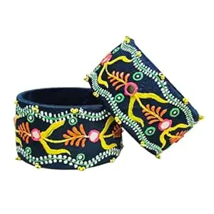 NAKHRAPETI Handcrafted Embroidered Fabric Bangles for Women | Traditional Ethnic Cloth Bangles Set | Lightweight Decorative Bangles for Festive & Casual Wear