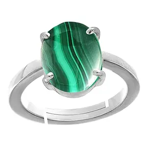 RRVGEM NATURAL Malachite Ring 8.50 Carat A+ Quality Malachite Gemstone Silver Plated Ring for Men and Women