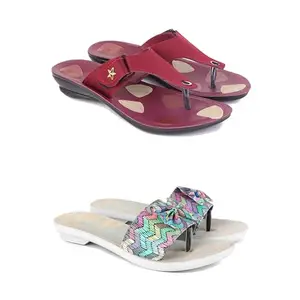 Women's Comfortable Sandal,Casual Lightweight Sandal for Everyday Wear I (Combo 2)-1974-1966-7