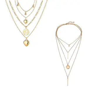 Jewels Galaxy Jewellery For Women Gold-Plated Layered Necklace-Set Of 2 (JG-PC-NCKF-22149)