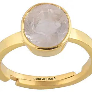 LMDLACHAMA 7.25 Carat / 8.25 Ratti Gold Ring Natural White Sapphire Stone Certified Safed Pukhraj Adjaistaible Ring Birthstone Precious Loose Gemstone