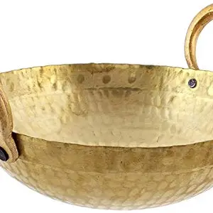 W-Tech W-Tech Brass Hammered Kadhai for Cooking/Serving Pital Kadhai - 2500ml, Gold(9x3-inches)