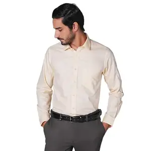 Oxemberg Cotton Blend Slim Fit Solid Formal Shirt for Men (Yellow, 40) (OXS3881-07)