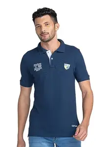 Giordano Men's Slim Fit Cotton Polo Tshirt Ink Blue