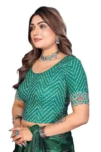 SANMATI CREATION Sanmati Stylish Lycra Roundneck Stretchable Blouse for Women | Short Sleeve Non-Padded Pullover | Lycra Saree Top | Round Neck