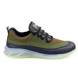 BXXY Men's Green New Sports Running Lace-up Shoes on Transparent Sole-9 UK