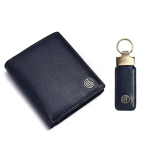HAMMONDS FLYCATCHER Gift for Men Combo - Genuine Leather Wallet and Keychain Set - RFID Protection, Multiple Pockets - Birthday or Special Occasion Gift for Husband, Boyfriend, or Dad - Prussian Blue