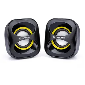 Lapcaree USB2.0 Gaming Speaker LUS‑003, 6 W RMS Stereo with 7‑Color LED Light, AUX & USB Plug‑and‑Play for PC/Laptop/Desktop