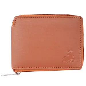 Zorfo Genuine Faux Lather Wallet with 3 Card Slots, Coin Pocket & Hidden Pocket with Premium Gift Box (Tan)