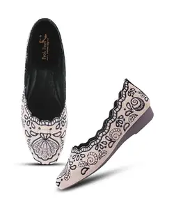 FROH FEET Women’s Jutti Embroidered Slip-On Ethnic Ballet Flats Shoes for Casual Long Outing - Blue