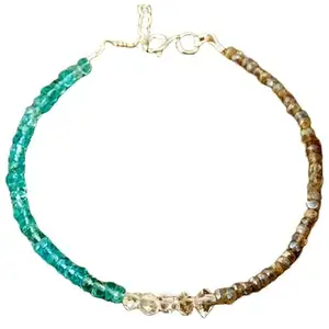 LKBEADS Apatite, Labradorite & Herkimer Diamond bracelet with Gold clasp - 3-3.5mm Rondelle beads- Faceted Cut -7 Inch Adjustable Bracelet– Healing, Fashion, Gift, Spiritual, Yoga|LK_STACK_06919